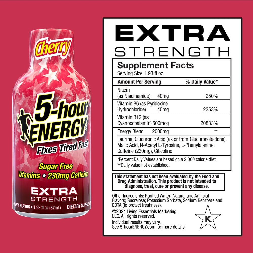 Pouring 5-hour ENERGY cherry shot to enjoy fast caffeine lift on the go.