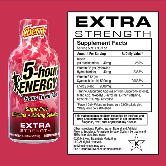 Pouring 5-hour ENERGY cherry shot to enjoy fast caffeine lift on the go.