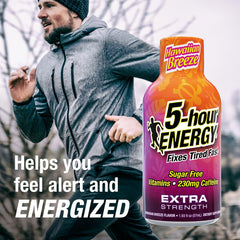 5-hour ENERGY Hawaiian Breeze pouring shot for on-the-go energy.
