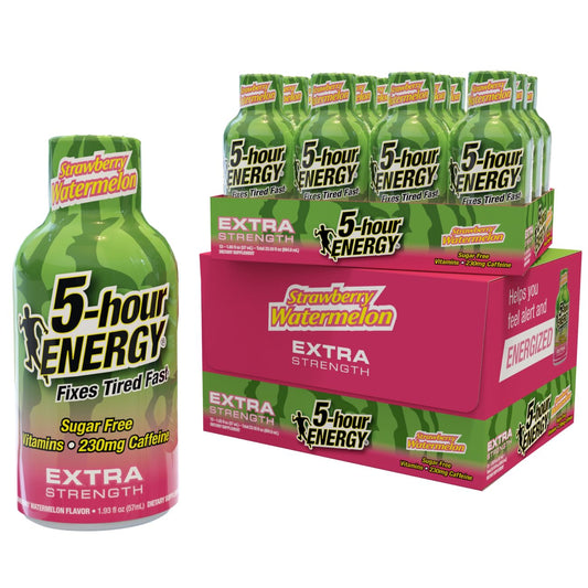 5-hour ENERGY strawberry-watermelon shot front view for on-the-go focus