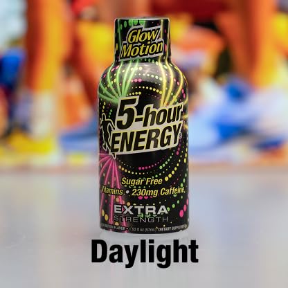 5 hour energy Glow Motion Fusion shot being poured for quick alertness boost