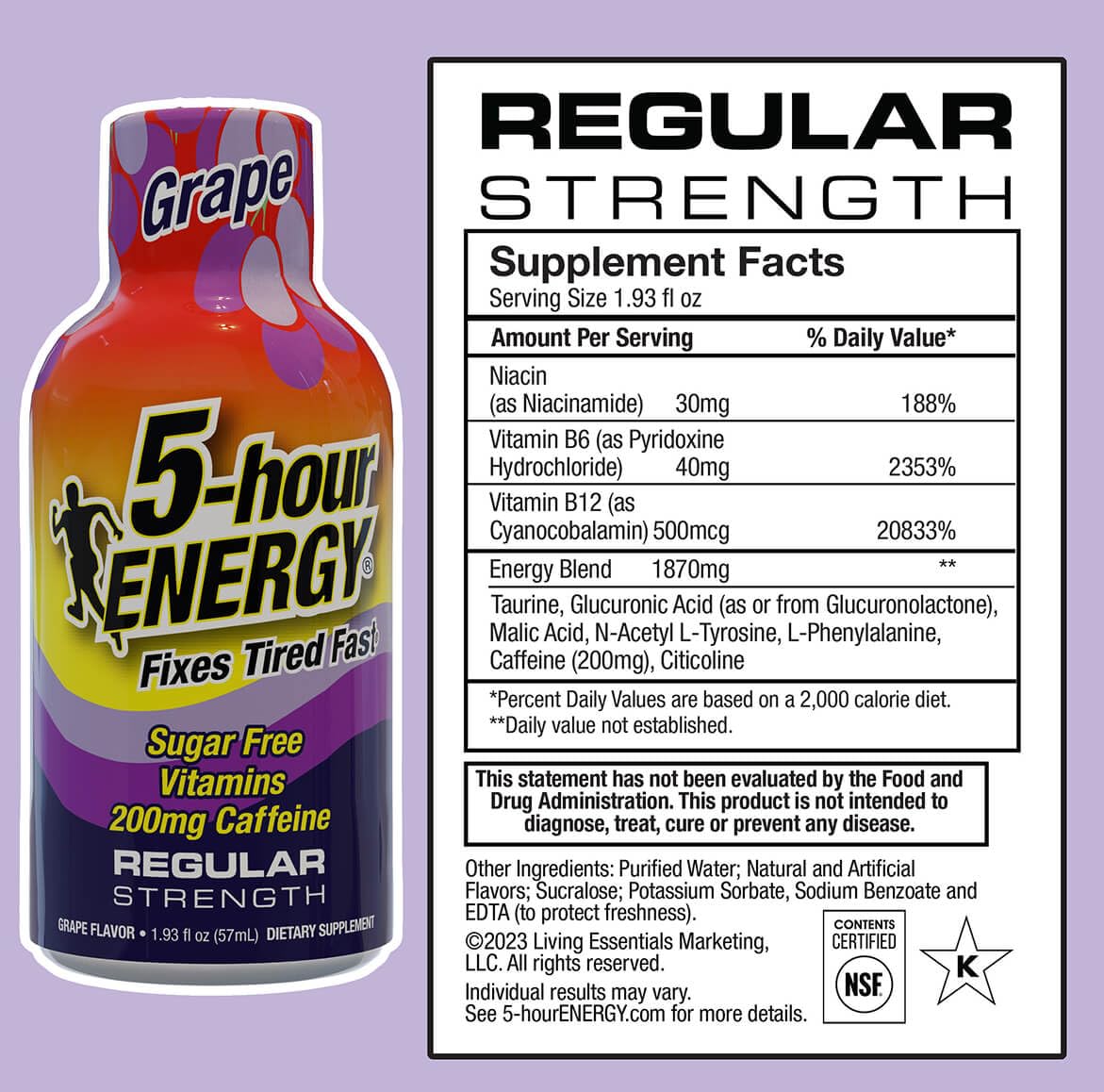 Cap open of 5-hour ENERGY grape shot ready for quick energy boost
