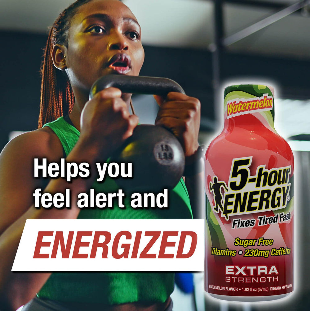 Two bottles of 5-hour ENERGY watermelon shots for quick restock and steady focus.