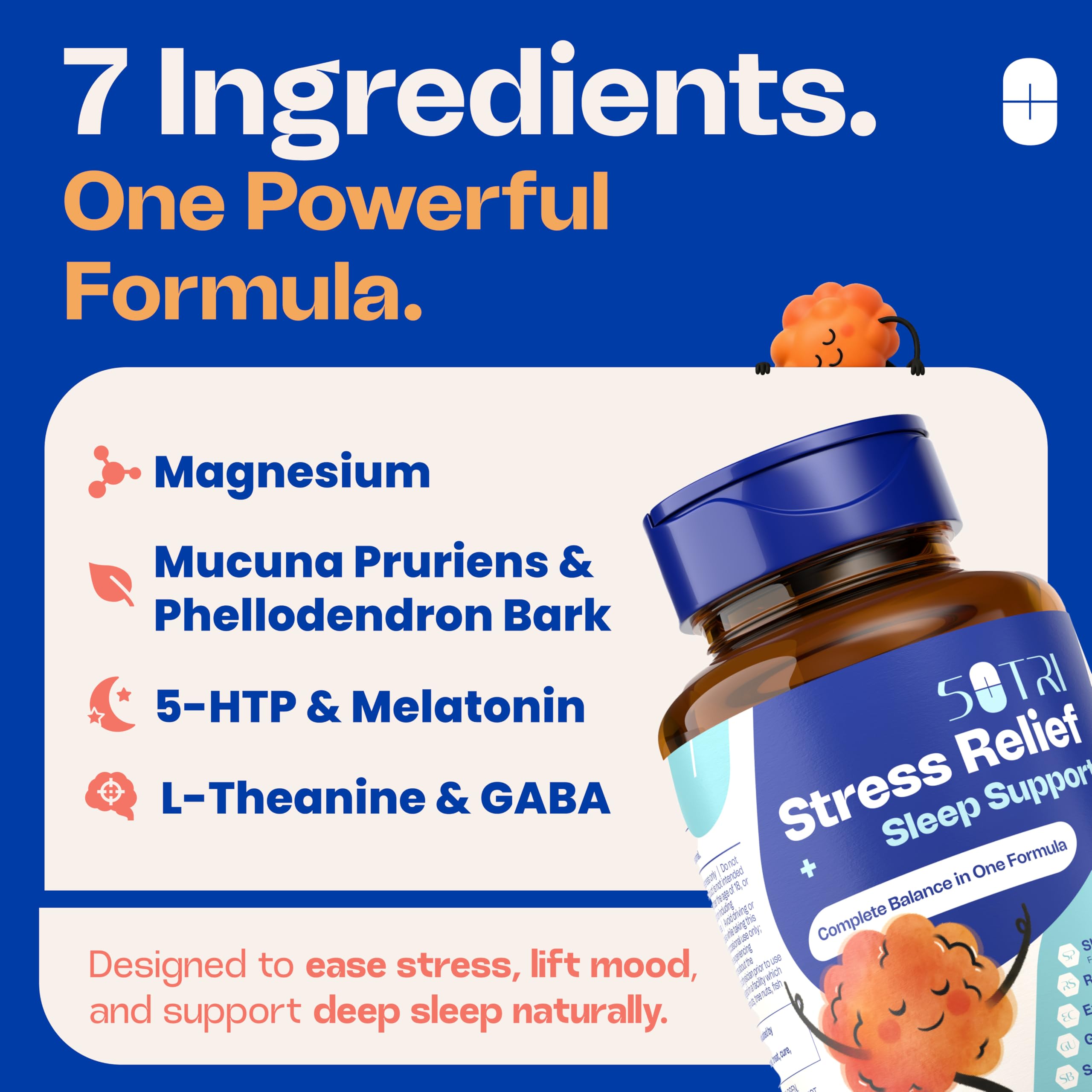 Packaging emphasizes 200 mg magnesium and 5-HTP ingredients for calm evenings