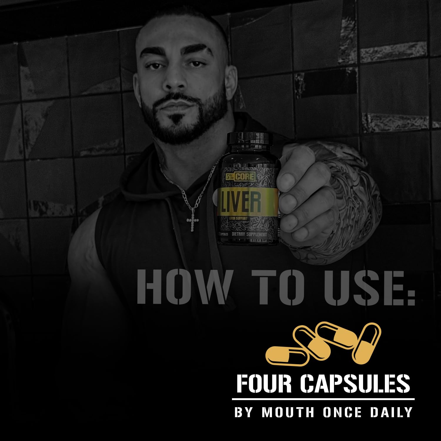 5% Nutrition Core Liver Support capsules arranged for daily use