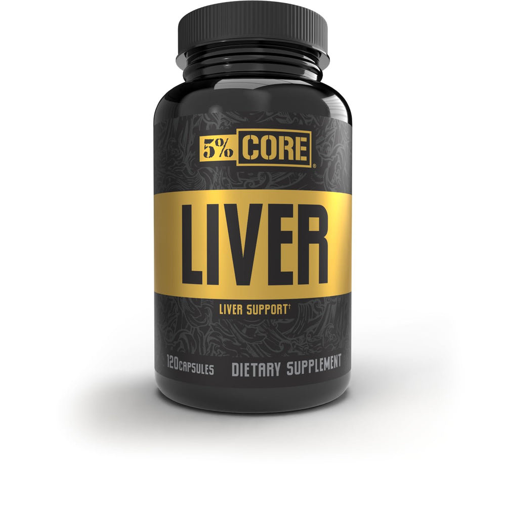 5% Nutrition Core Liver Support NAC bottle front view, supports detox during intense training