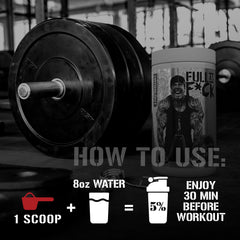 5% Nutrition FullAF Pre-Workout Beach Blast shaker illustrating stimulant-free use