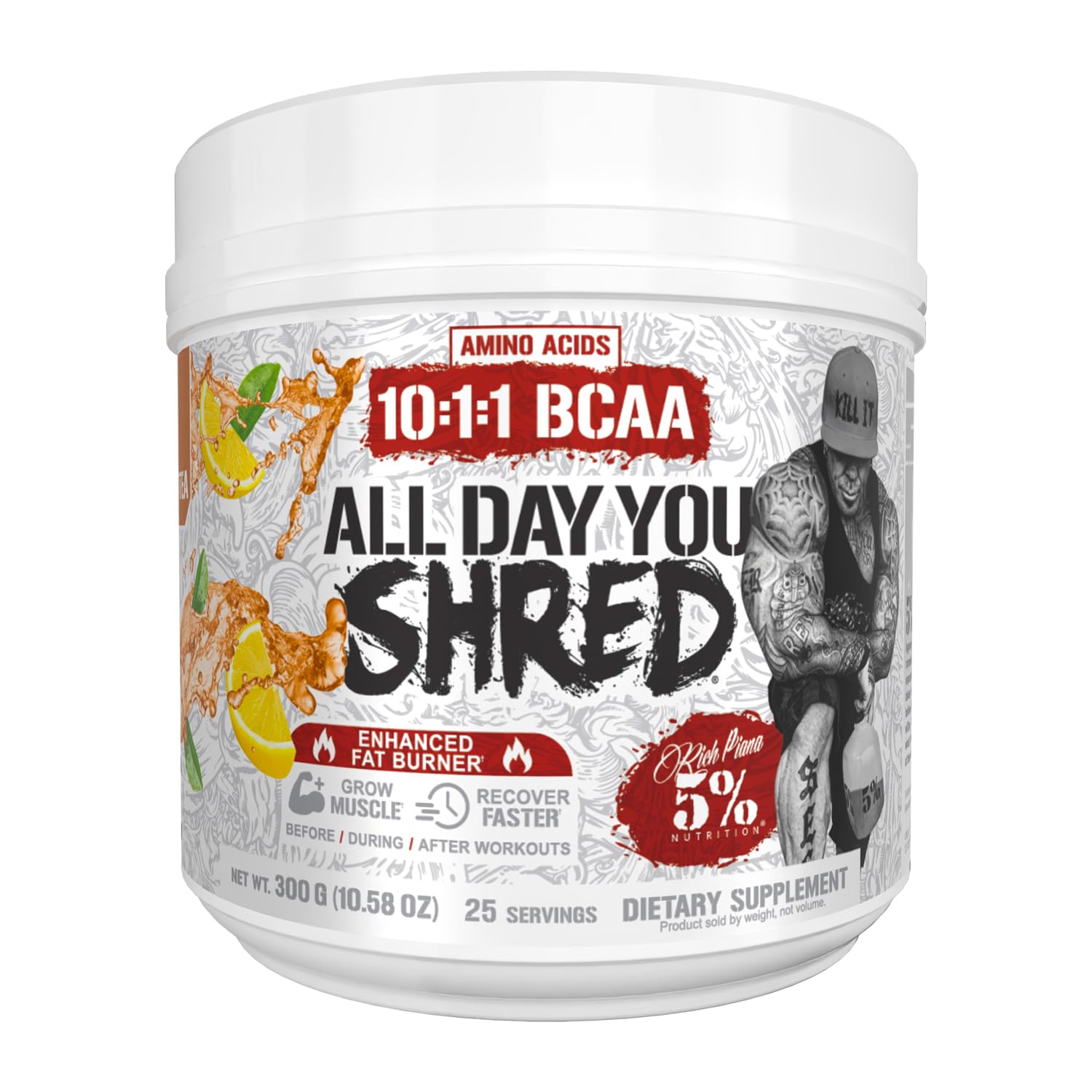 AllDayYou Shred bottle front highlights vegan pre workout energy
