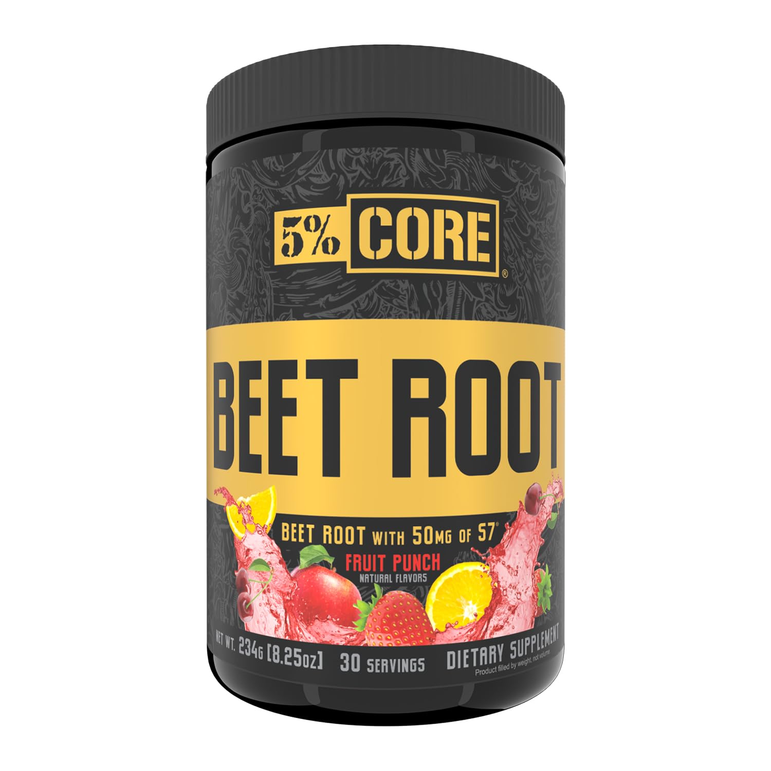 5% Nutrition Organic Core Beet Root bottle showing natural flavor and plant-based formula.
