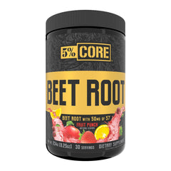5% Nutrition Organic Core Beet Root bottle showing natural flavor and plant-based formula.