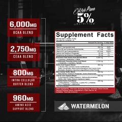 5% Nutrition Rich Piana AllDayYouMay BCAA powder being scooped for easy, precise dosing.