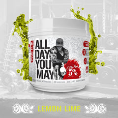 Gym scene featuring Rich Piana AllDayYouMay BCAA bottle for hydration and recovery