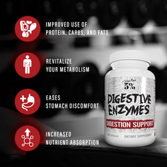 5% Nutrition Rich Piana Digestive Enzymes bottle pour shot suggests easy access.