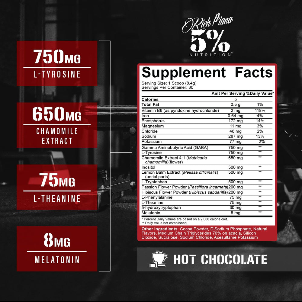 Rich Piana sleep aid serving with spoon suggests convenient nightly intake.