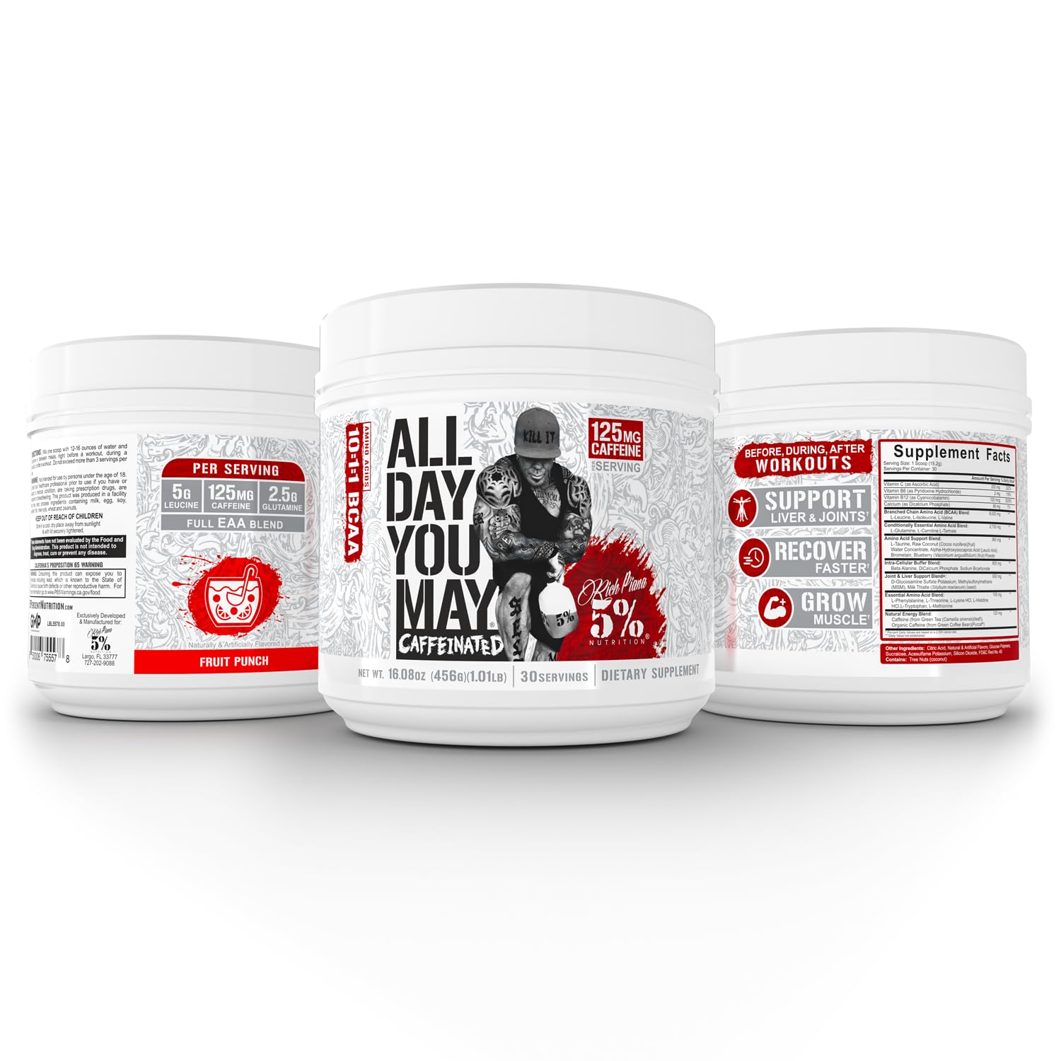 5% Nutrition Rich Piana AllDayYouMay Milk Thistle joint support ingredients on label.