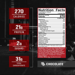 5% Nutrition Real Carbs + Protein nutrition label close-up.