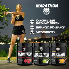 6AM Run Marathon Amino Energy ingredients close-up with BCAAs and amino acids.