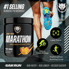 6AM Run Marathon peach mango scoop dissolve into water for fueling.