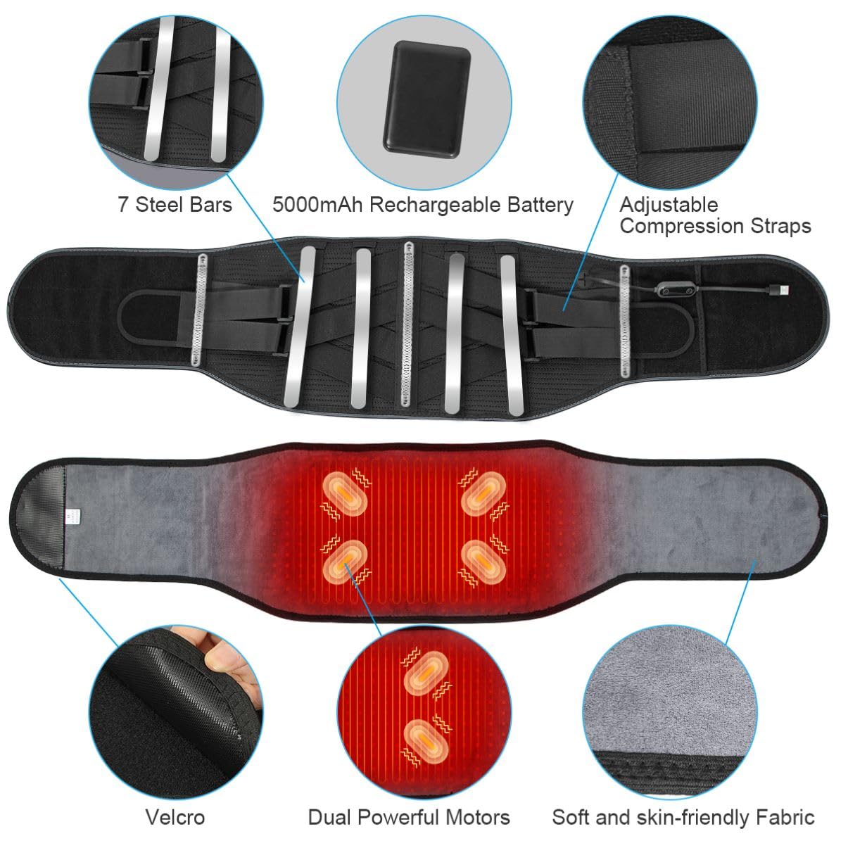6xigouma back support belt with ergonomic reverse-C design supports spine gently