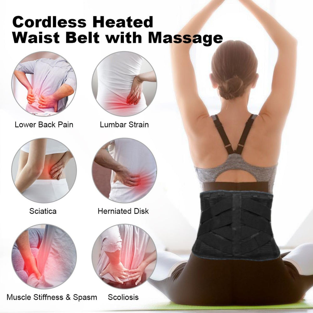 6xigouma cordless heating pad back massager brace XL display heat level controls for customizable warmth
