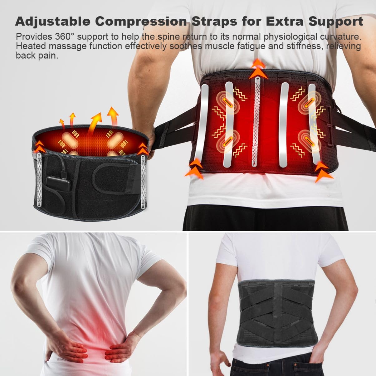 6xigouma cordless back massager belt demonstrates vibration massage for muscle relief