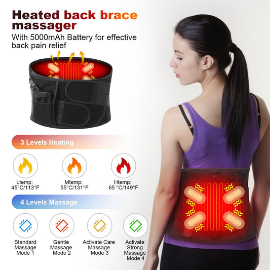 6xigouma heated back brace back view shows ergonomic lumbar support