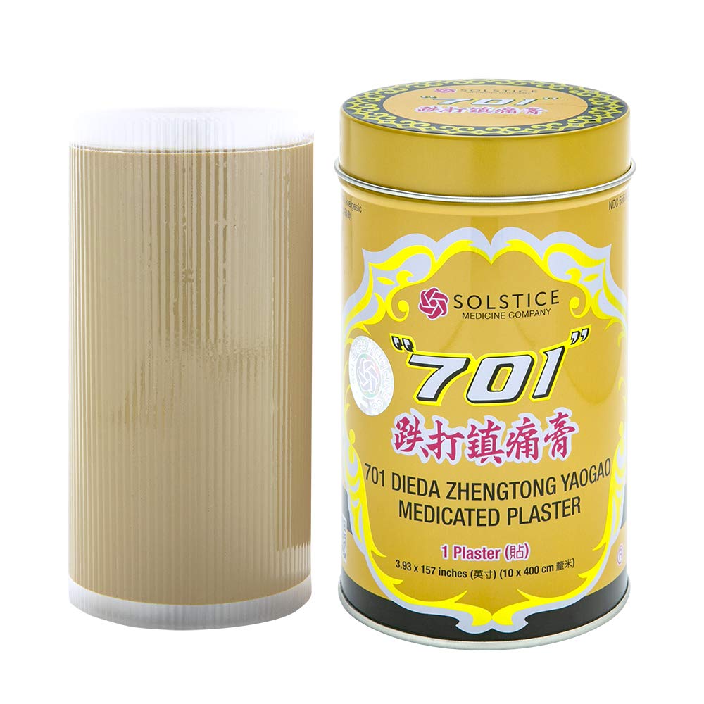 701 Dieda Zhentong Yaogao Medicated Plaster can front view with potential relief use.