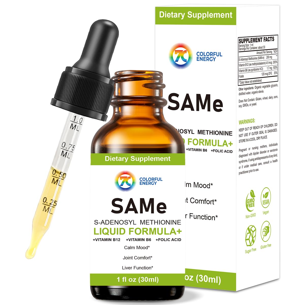 7c Sam-e liquid bottle with dropper for precise daily dosing