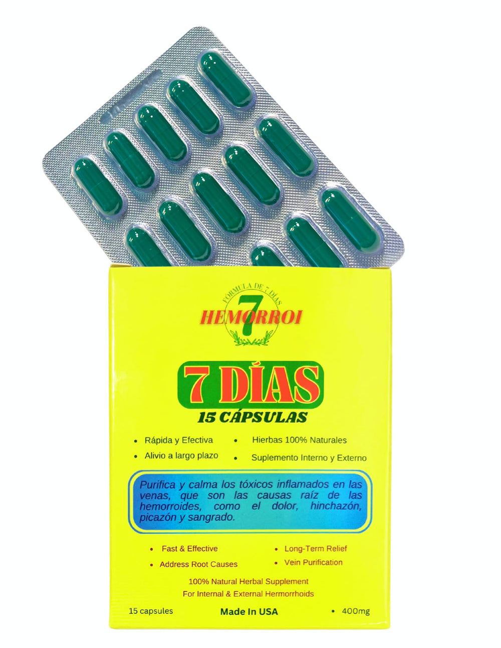 7Days Hemorrhoid Detox Formula bottle front view for natural relief