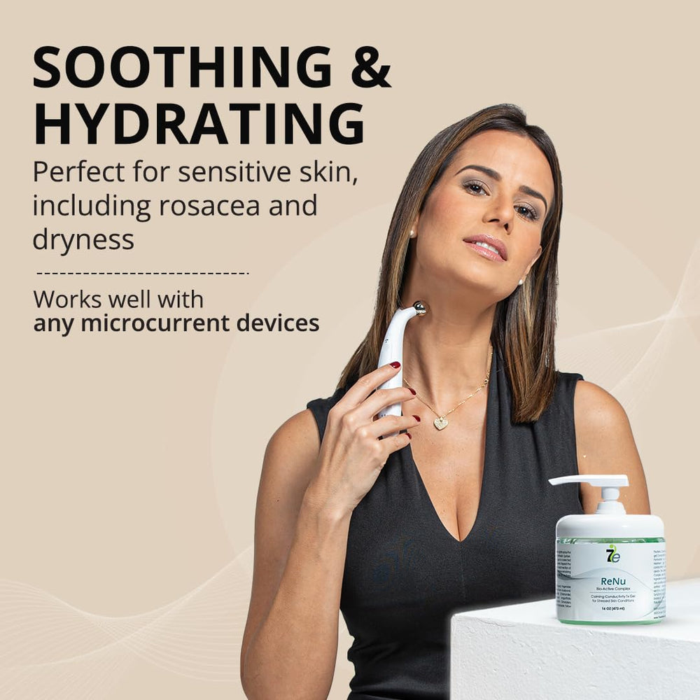 Packaging label of 7E Wellness Myolift ReNu Conductive Gel highlights Bio-Active Complex