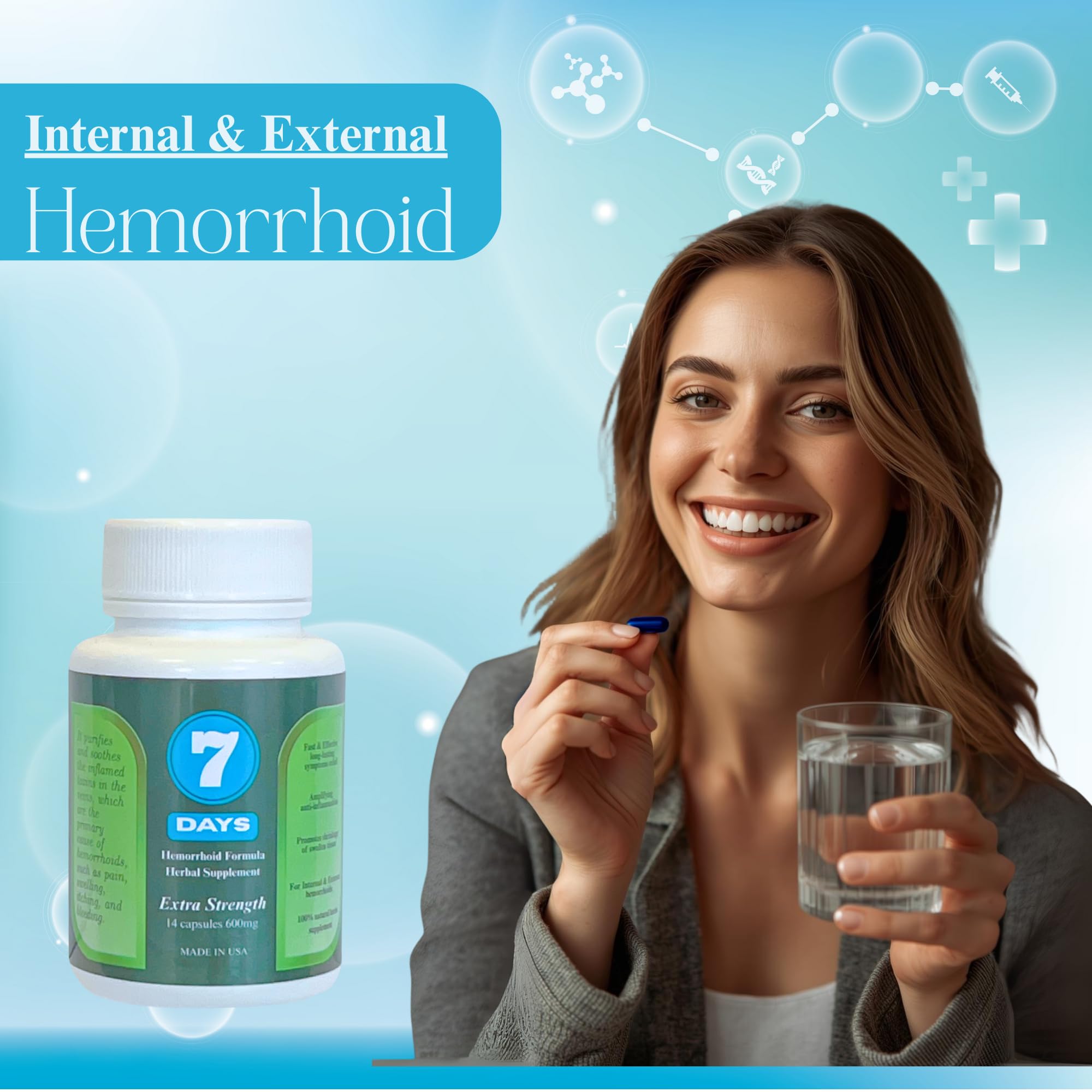Eco-friendly packaging for 861 Herbs 7 Days Hemorrhoid Supplement.