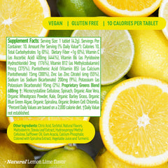 8Greens bottle label closeup highlighting greens blend and ingredients.