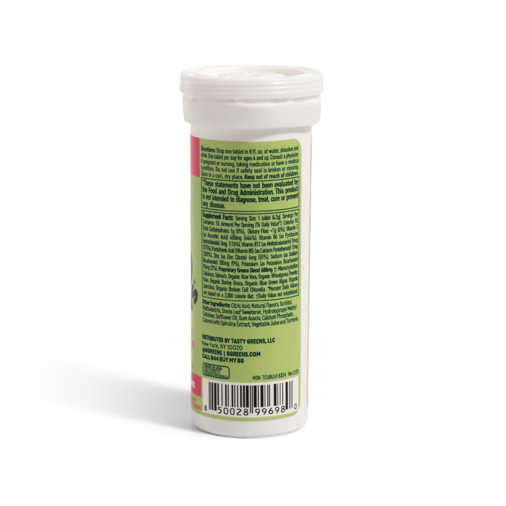 Packaging shows organic greens from 8Greens.