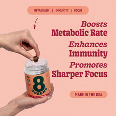 8Greens Supergreens Gummies fruit-flavor close-up highlights tasty greens with easy daily use
