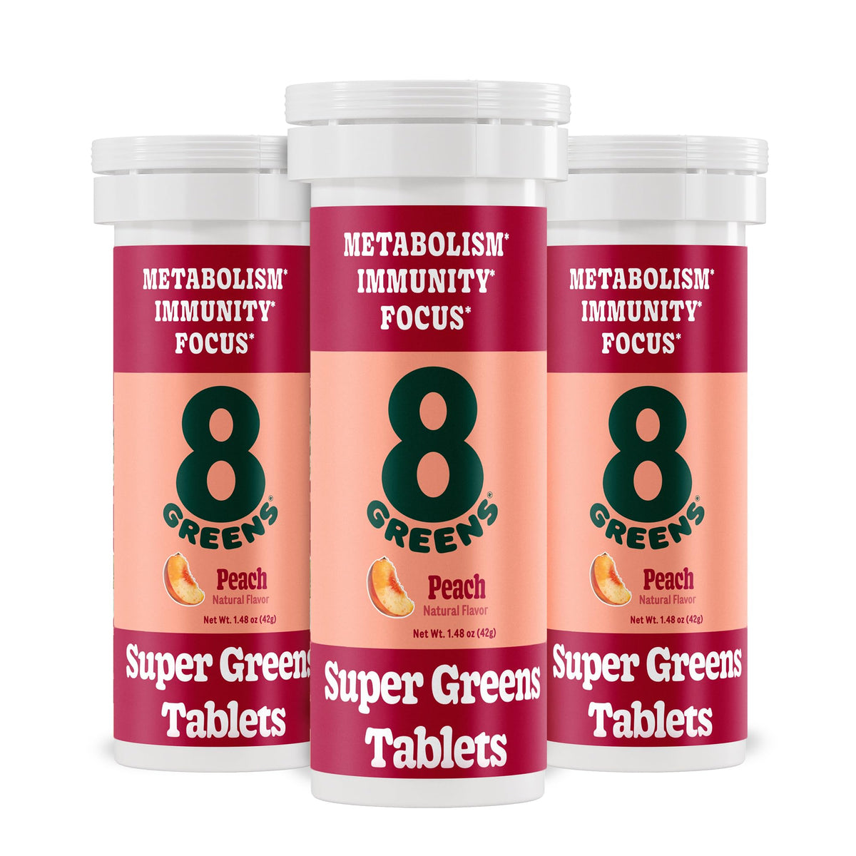 8Greens supergreens tablets bottle front for daily wellness and ease
