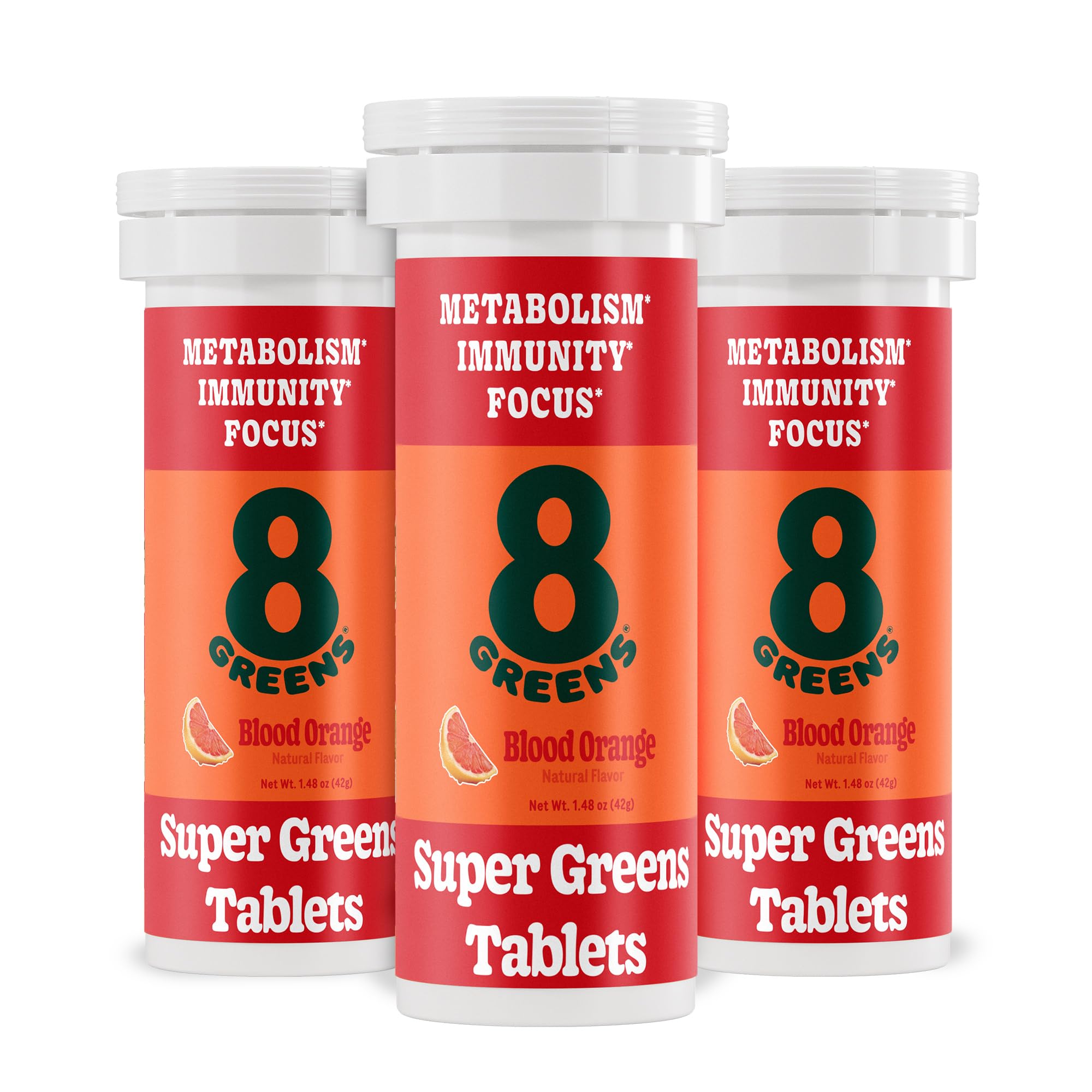 8Greens Supergreens tablets front view for daily greens and energy support.