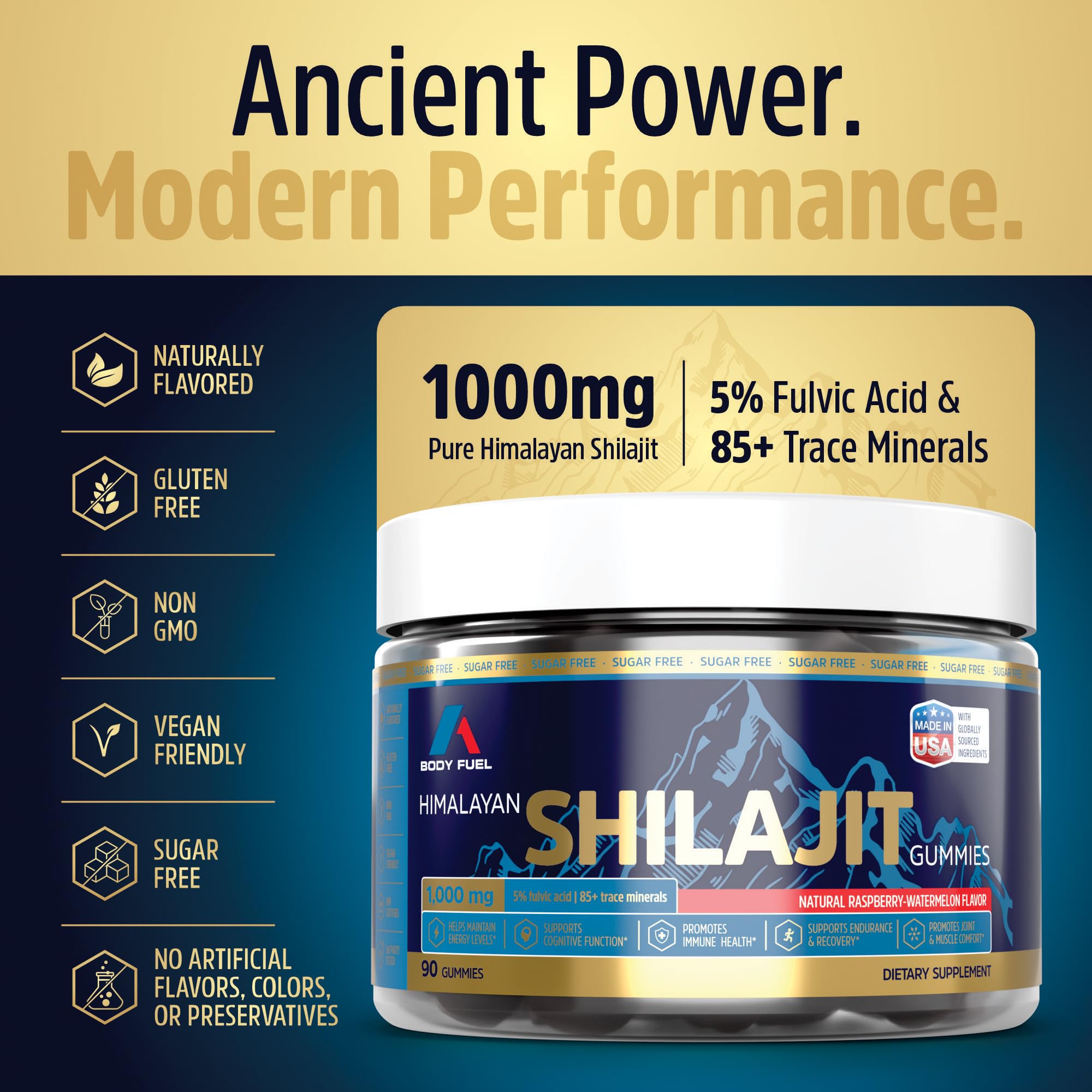 A1 Body Fuel Gummies shilajit resin detail emphasizes nutrient delivery