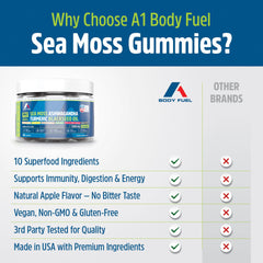 A1 Body Fuel Sea Moss Gummies – vegan, non-GMO daily nutrition.
