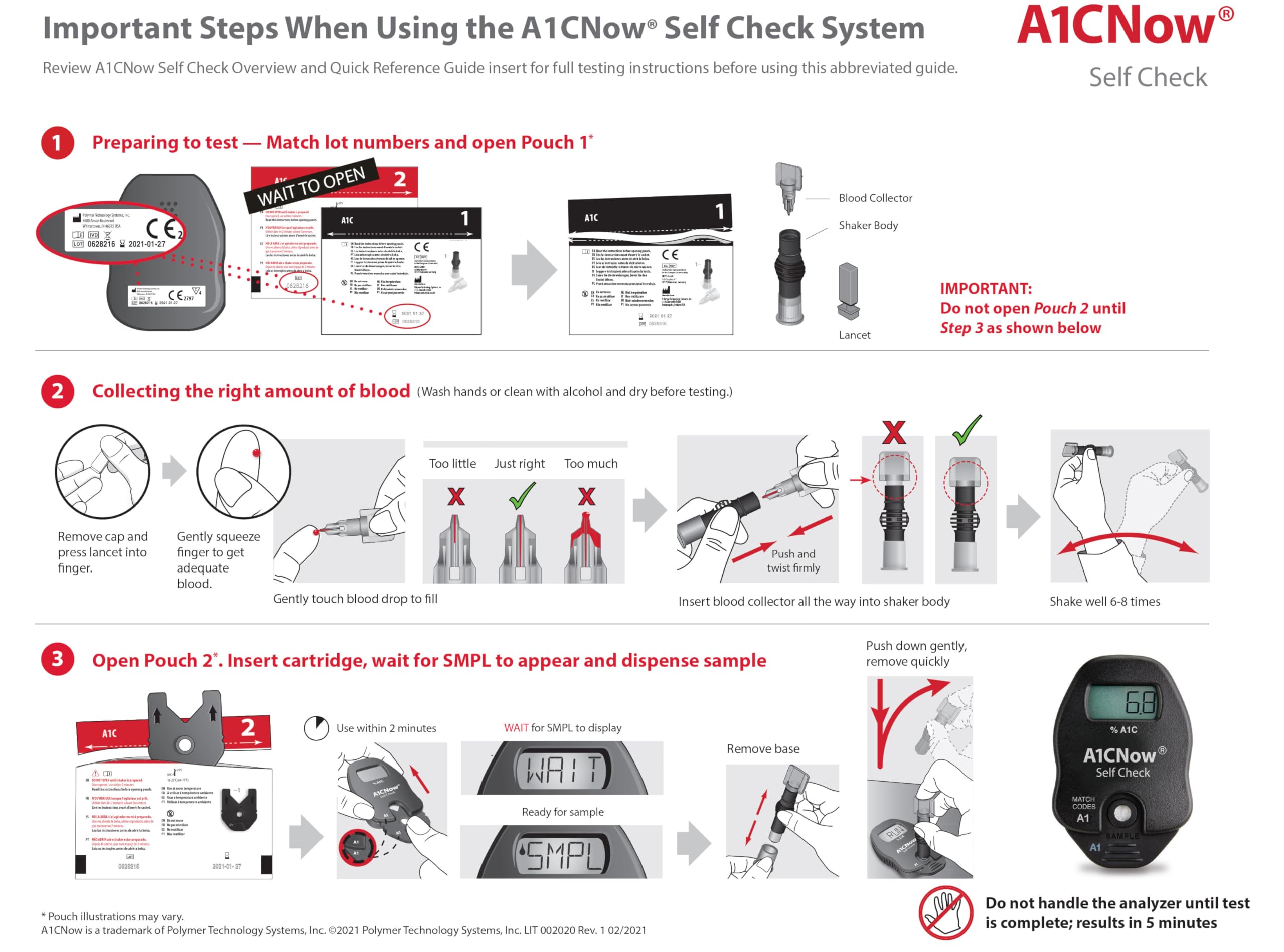 A1CNow SelfCheck blood collectors with shakers for sample handling