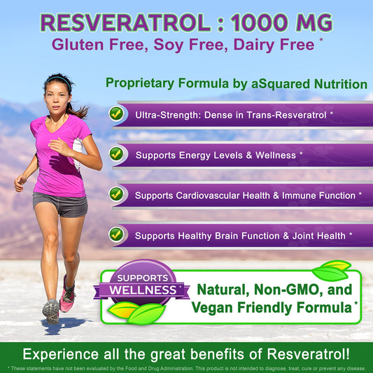 aSquared Nutrition Resveratrol bottle being poured to illustrate daily capsule use.
