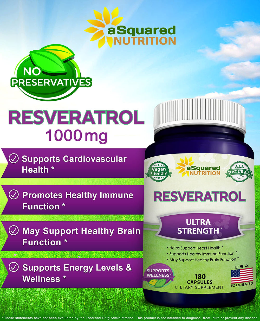 Close view of aSquared Nutrition Resveratrol capsules ready for a routine.