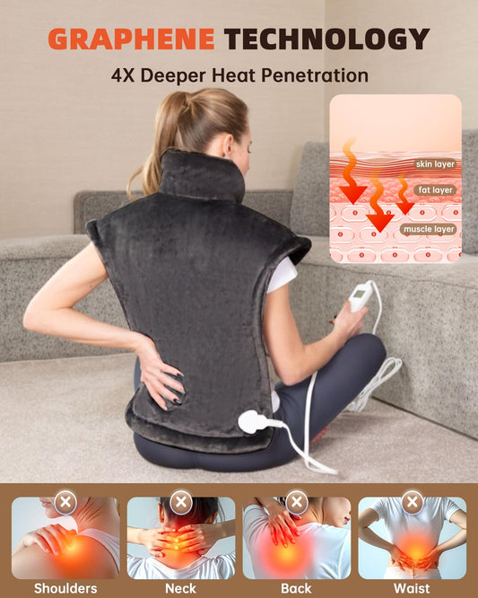AASSOO graphene heating pad extra-large coverage for full upper body warmth and comfort