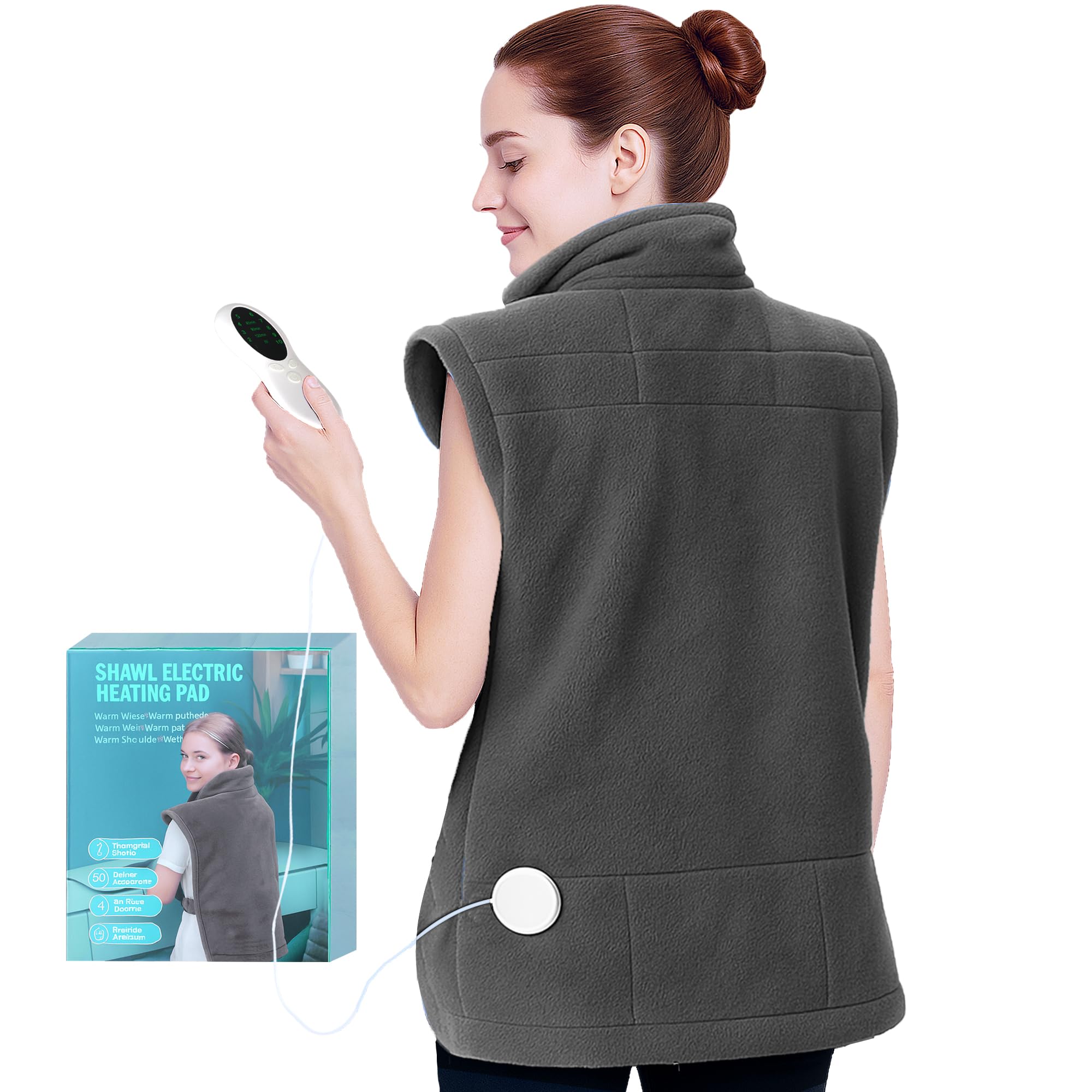 AAYAAY heating pad hugs the neck and shoulders for targeted comfort.