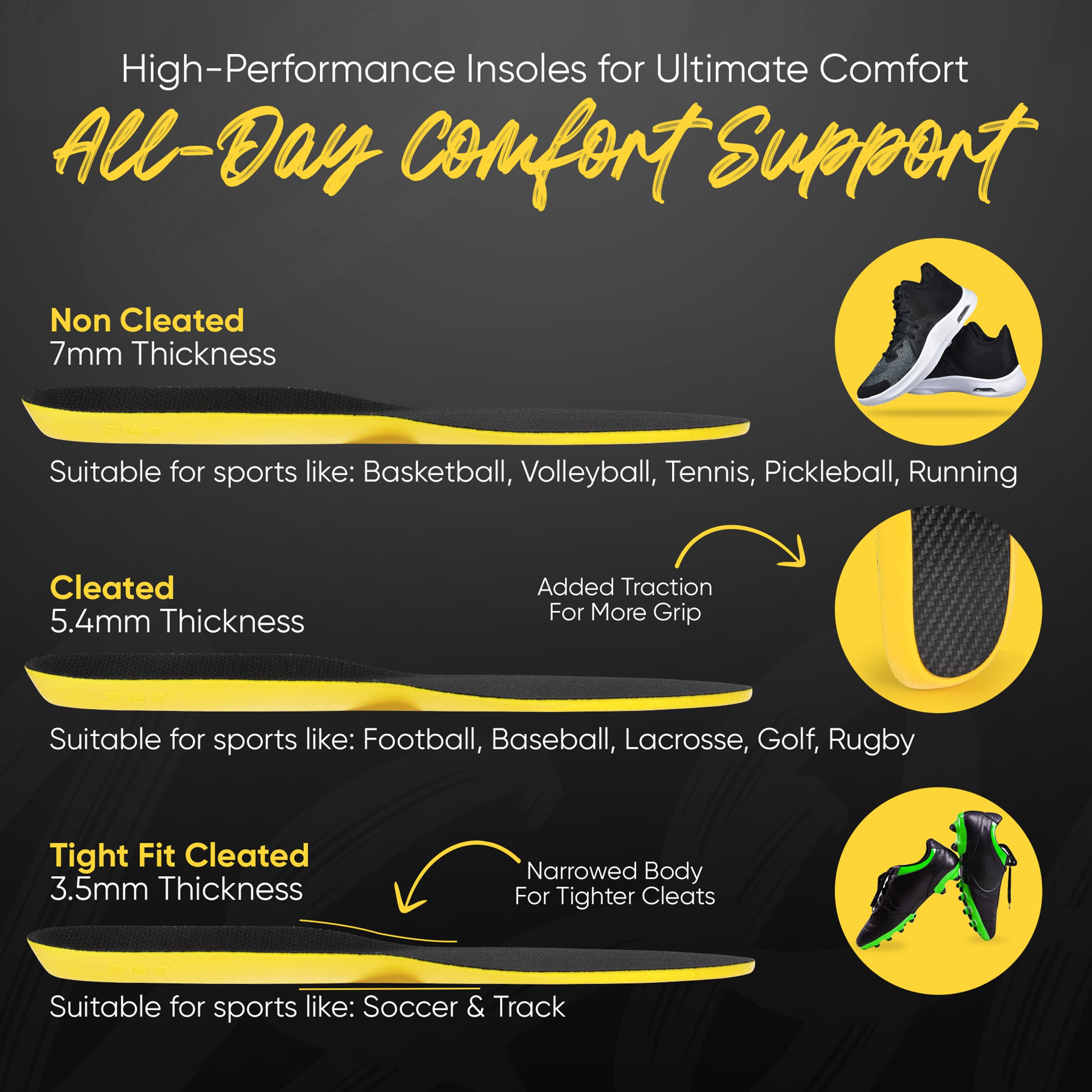AbbKee Carbon Fiber Insoles foam cushioning layer adds soft comfort