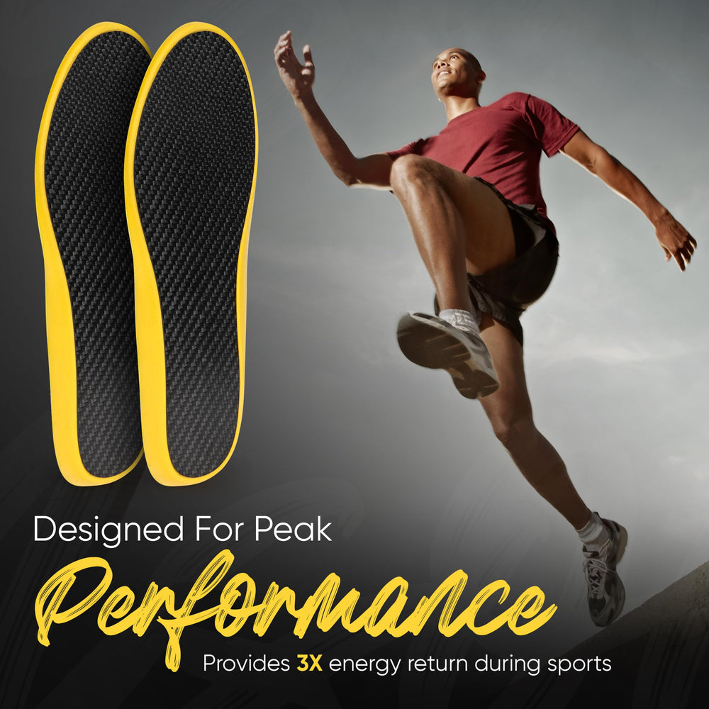 AbbKee Carbon Fiber Insoles during running provide lightweight endurance and metatarsal relief