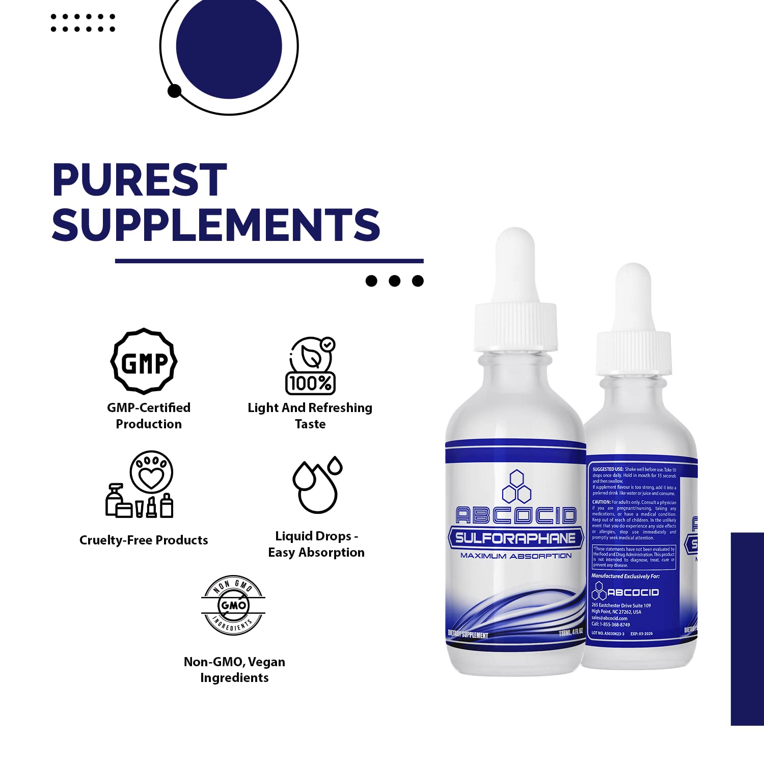 ABCOCID Non-GMO packaging label and purity focus