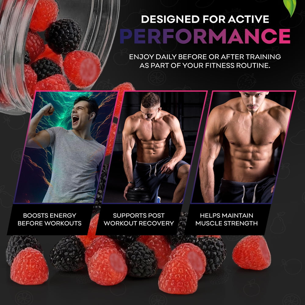 Gummies taken before exercise provide sustained focus and energy for workouts.