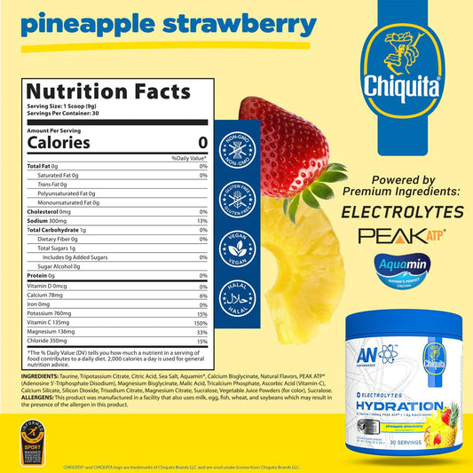 ABE AN Performance electrolyte mix flavor close-up showing Strawberry Pineapple Twist aroma.