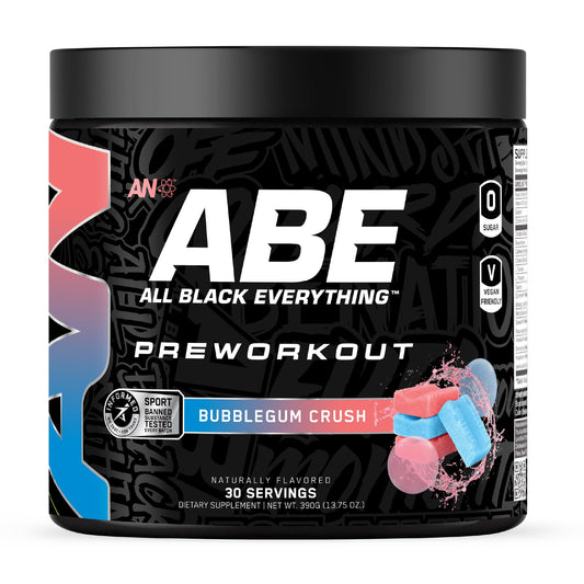 ABE All Black Everything canister front for bold pre-workout energy.