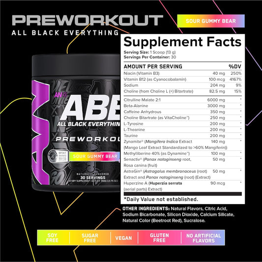 ABE All Black Everything label closeup showing branding and ingredients